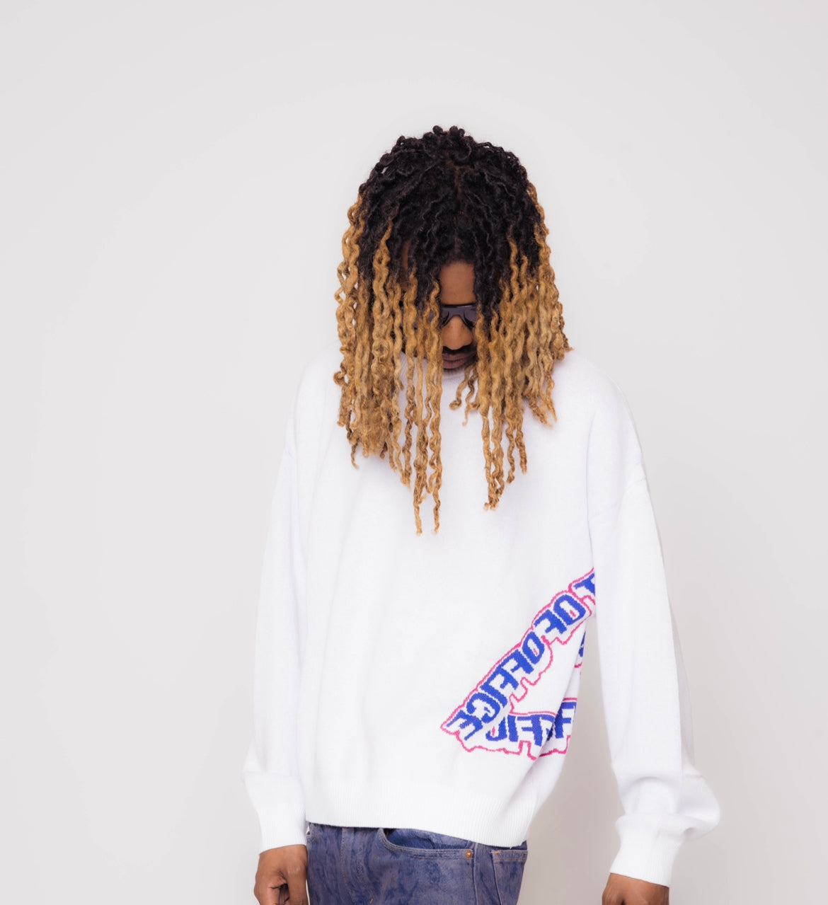 WHITE OUT OF OFFICE SWEATER