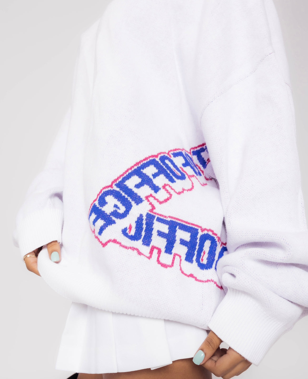 WHITE OUT OF OFFICE SWEATER